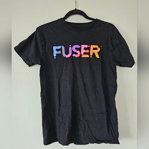 Fuser Black T-Shirt with Multicolor Logo
